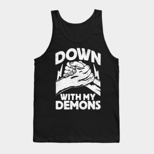 Down With My Demons: Funny Vintage Gothic Handshake Tank Top